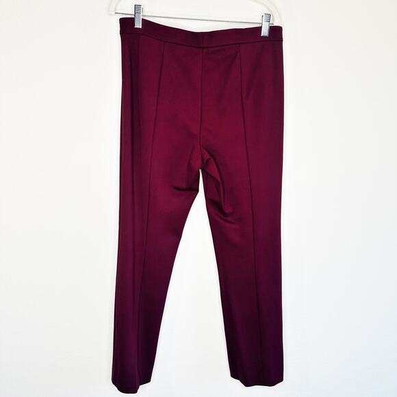 Vince Tapered Stove Pipe Pintuck Seamed Burgundy Ponte Knit Pants Trousers 10 - Picture 10 of 15